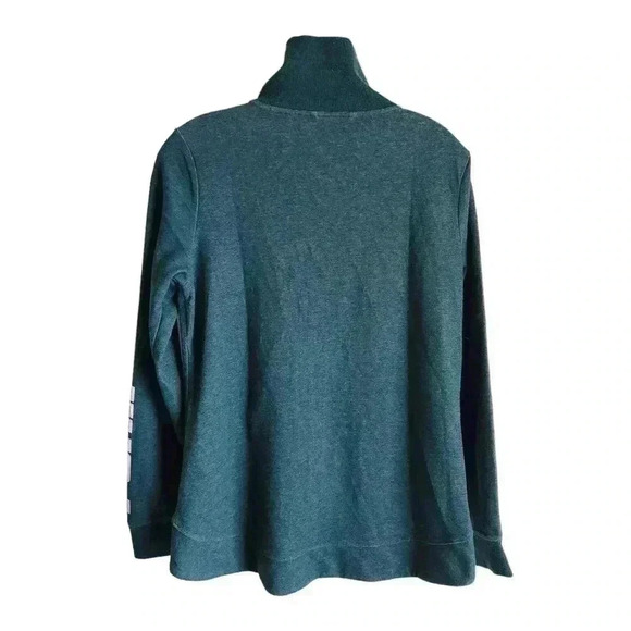 Puma Green Zip Sweatshirt | Women’s M | Pink Accents, Hi-Low Hem, Branded Sleeve - Picture 11 of 13